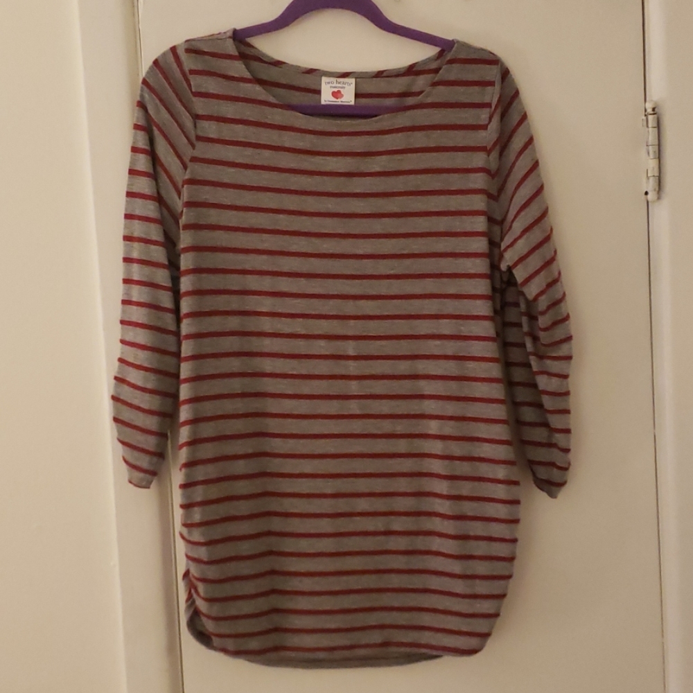 Gray and red maternity shirt